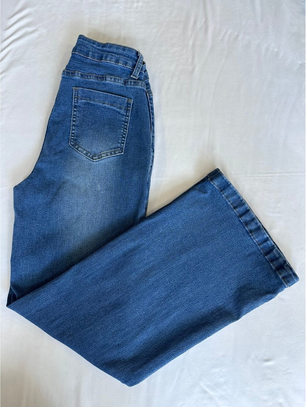 Flamingals Size Medium High Rise Wide Leg Stretch Jeans Medium Wash - Picture 7 of 10